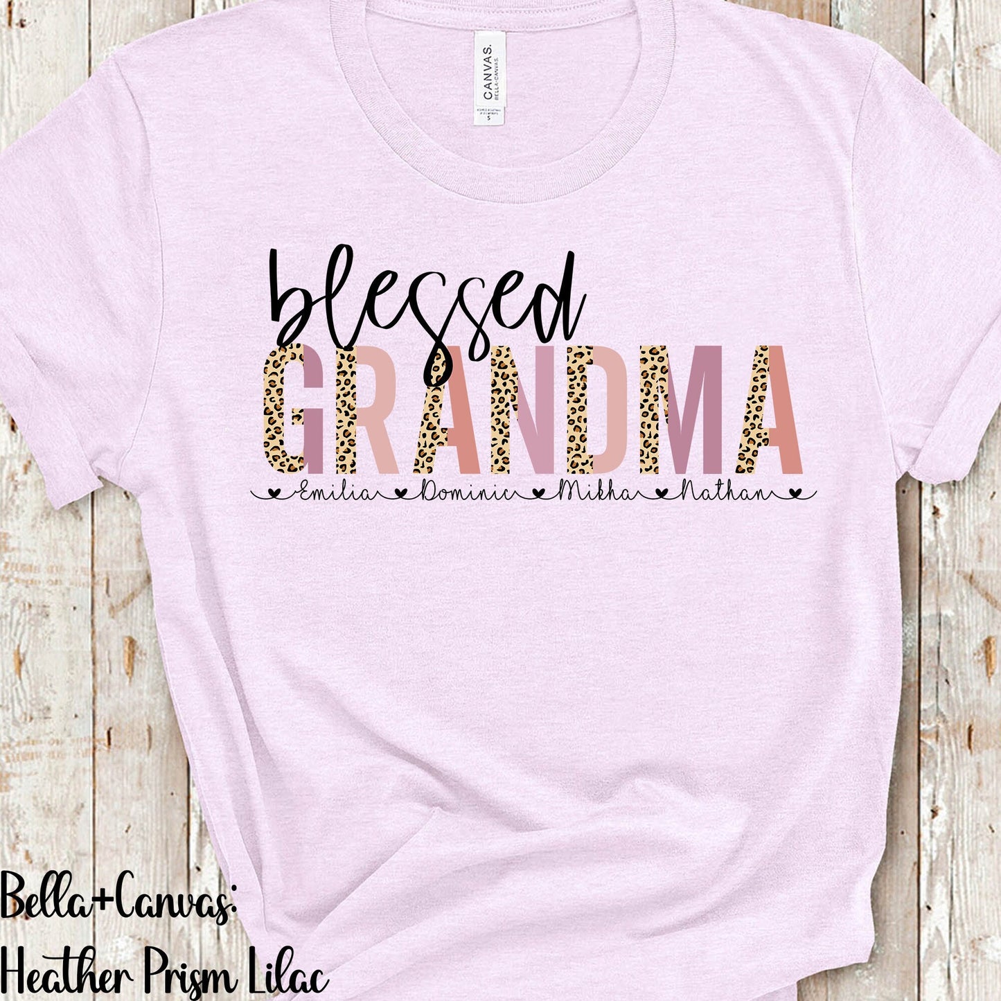 Personalized Cheetah Print Blessed Grandma T-Shirt